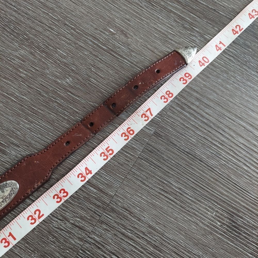 Vintage Brown Leather Oval Conchos Belt 36 - Picture 4 of 5